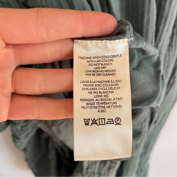 Free People Lovers Lane Maxi Dress Green Blue Embroidered Ruffle 3/4 Sleeve S - Picture 10 of 13